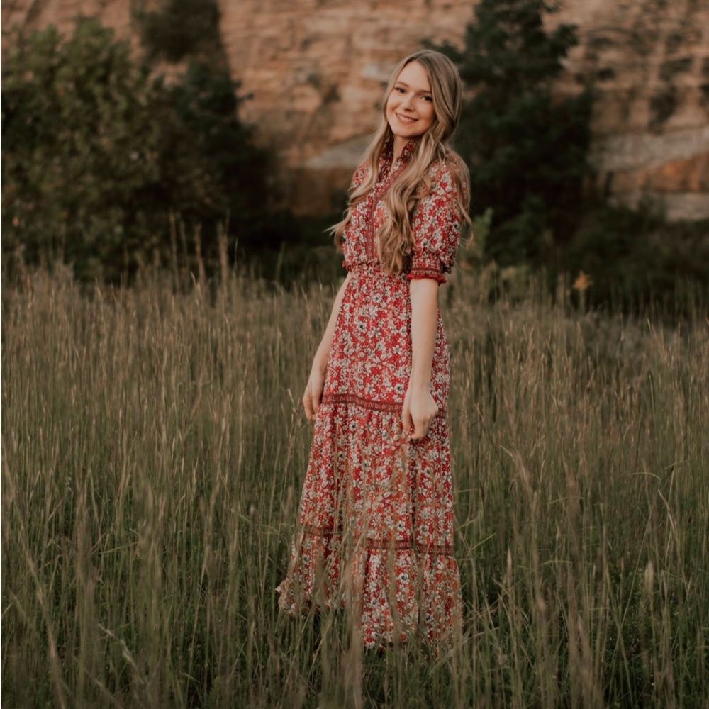 Max studio floral tiered maxi dress